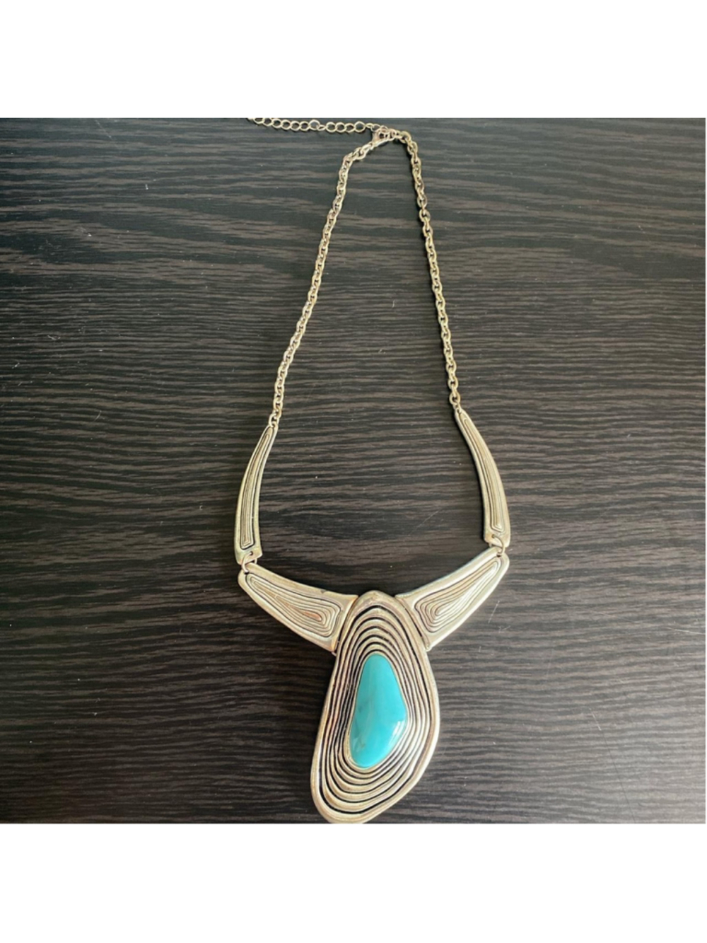 Vintage silver bohemian necklace with turquoise stone 🦋🌸